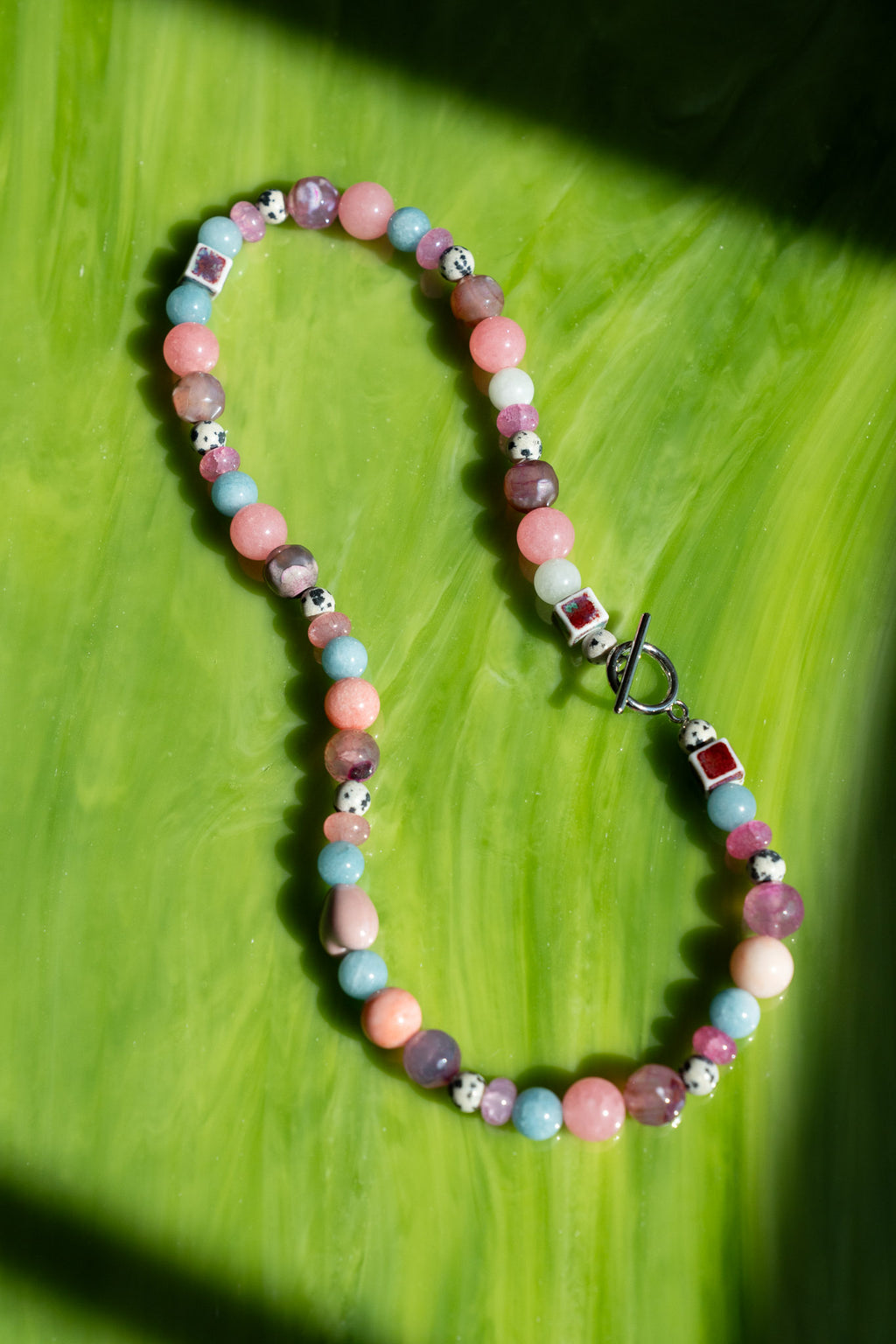 Pink Pansy Precious Beaded Necklace