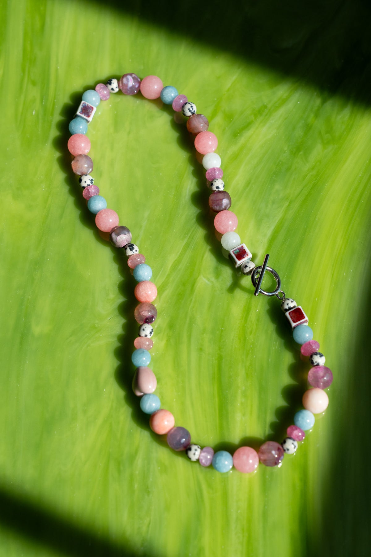 Pink Pansy Precious Beaded Necklace