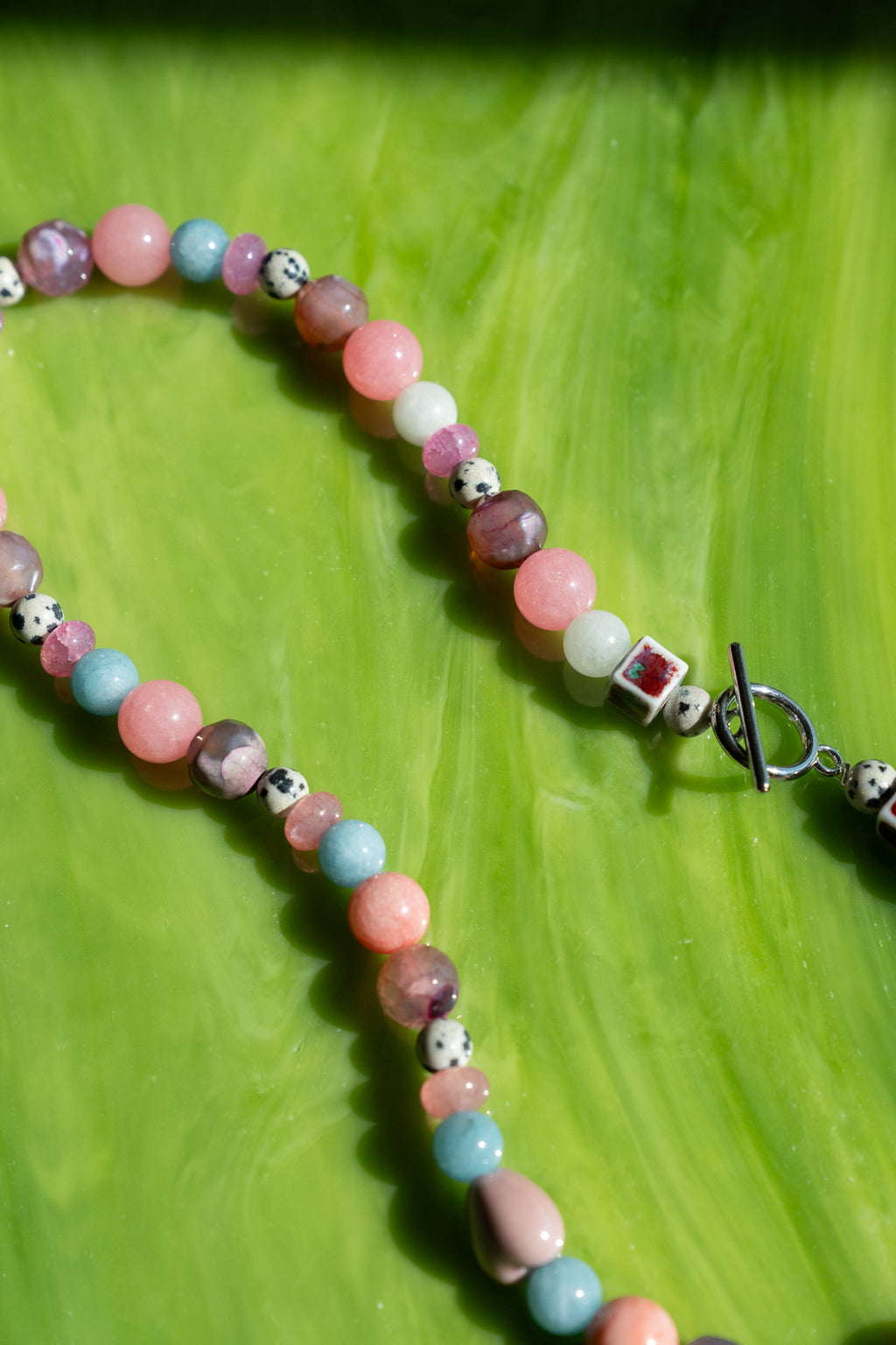 Pink Pansy Precious Beaded Necklace