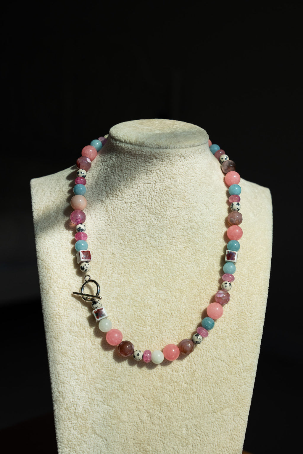 Pink Pansy Precious Beaded Necklace
