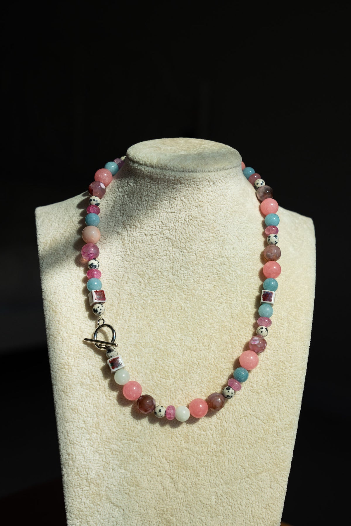 Pink Pansy Precious Beaded Necklace